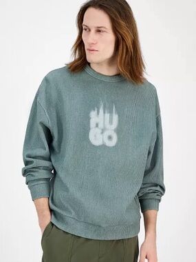 Hugo by Hugo Boss Holy-Alee 85% Cotton LSleeve Logo Crew Neck Top Sweatshirt